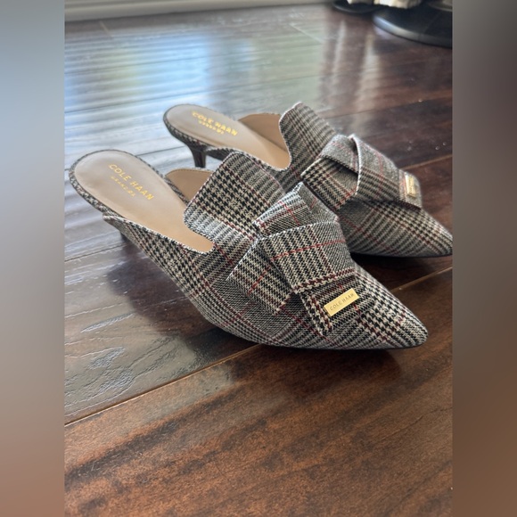 NEW Cole Haan Ophelia Mule 45mm Black Natural Multi Plaid Sz 8B In Box - Picture 7 of 10